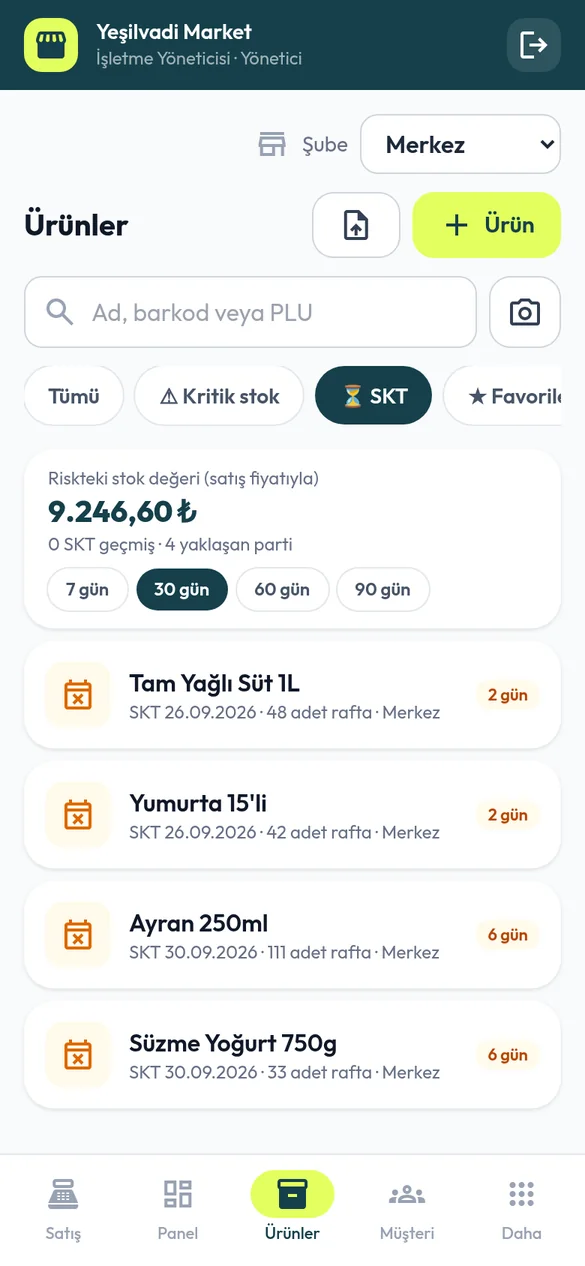 Epix Market telefonda son kullanma tarihi yaklaşan ürünler listesi