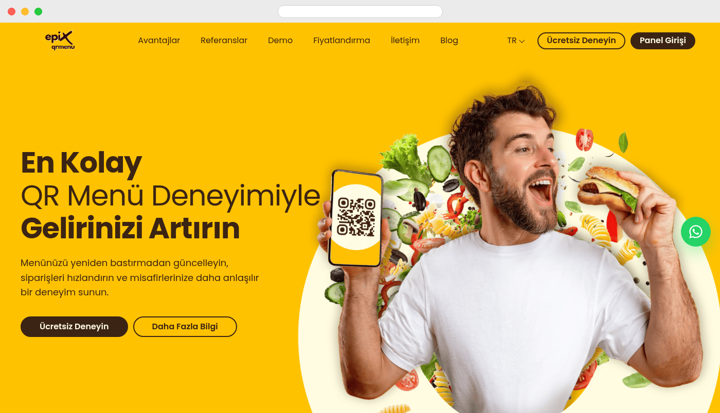 Epix QR Menü dijital menü ve sipariş paneli